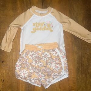 18m little co swim trunks and matching rash guard
